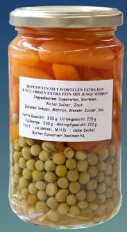 Bonten Erbsen und Möhren